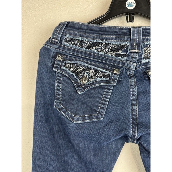 Miss Me Women's 29 Easy Boot Dark Wash Blue Denim Jeans Rhinestone JE5639E2L - Picture 5 of 11